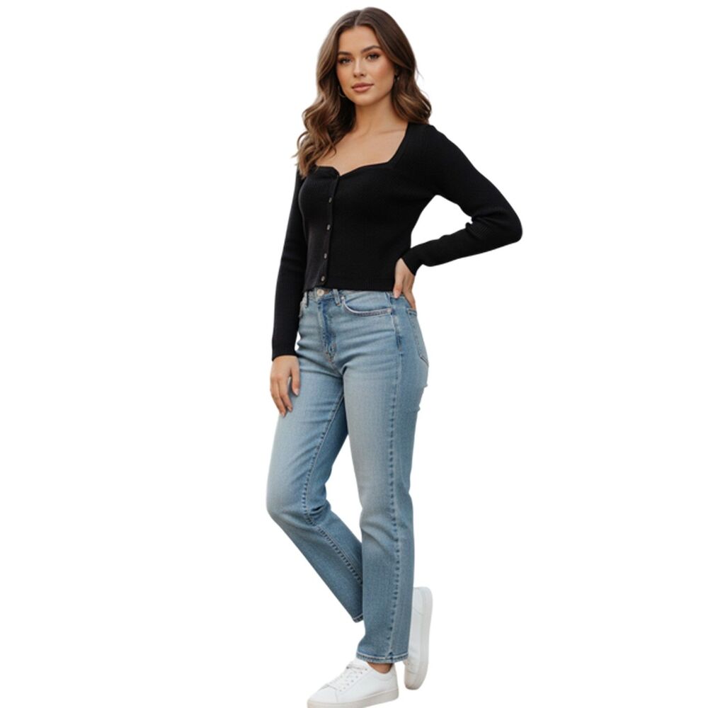 Abercrombie & Fitch Sweetheart Neckline Crop Black Sweater Size XS